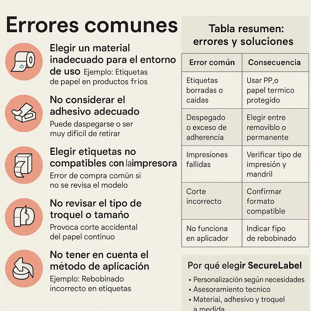 errores elegir etiquetas