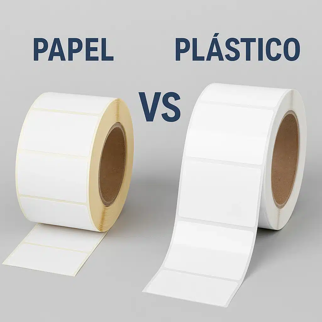 etiquetas papel o plastico