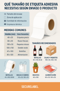 tamaño etiqueta productos